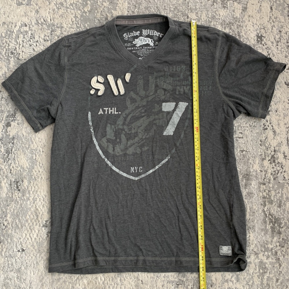 Slade Wilder V Neck Short Sleeve Shirt Men's L Gray